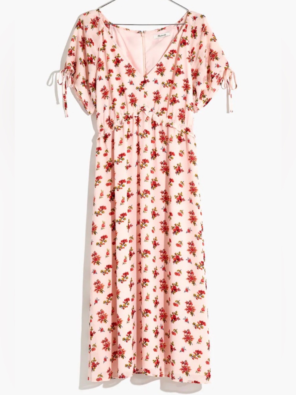 MADEWELL Tie-Sleeve Ruffle-Waist Midi Dress in Countryside Blooms